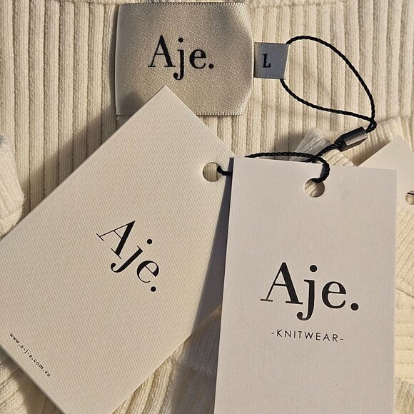 Aje Women’s Ivory L Ribbed Tank Top Minimalist Chic Quiet Luxury Capsule Wardrob - Picture 7 of 14